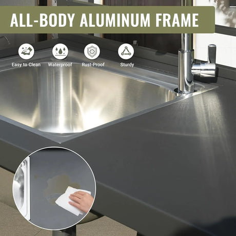 Aluminum Outdoor Kitchen Island With Stainless Steel Sink - Omega Lifestyles