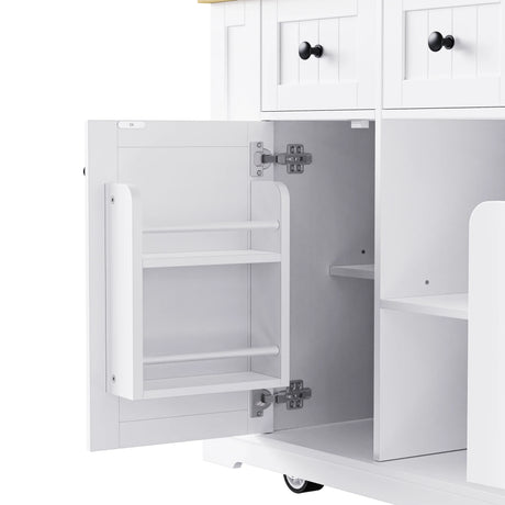 53-Inch Mobile Kitchen Island Set With Storage Drawers - Omega Lifestyles