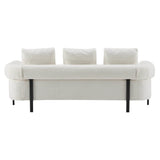 Modern 3-Seater Beige Boucle Upholstered Sofa With Pillows - Omega Lifestyles