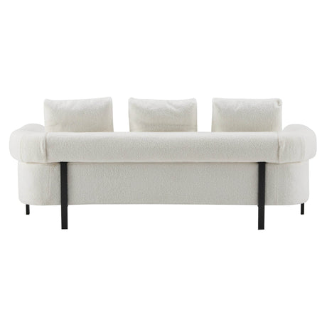 Modern 3-Seater Beige Boucle Upholstered Sofa With Pillows - Omega Lifestyles