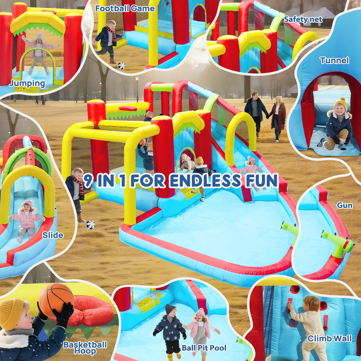 7-in-1 Inflatable Outdoor Water Park Bounce House - Omega Lifestyles
