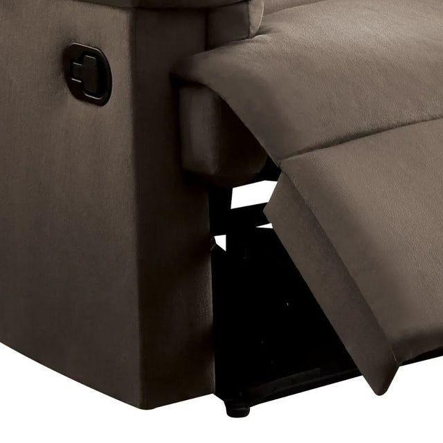 Light Brown Fabric Motion Recliner With Plush Pillow-Top Arms - Omega Lifestyles