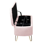Pink Faux Fur Upholstered Storage Bench With Gold Legs - Omega Lifestyles