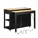Extendable Rubber Wood Veneer Kitchen Island Cart - Omega Lifestyles