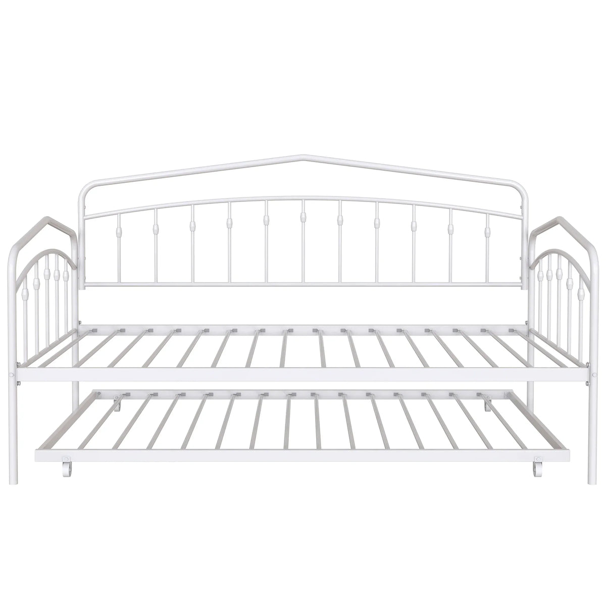 Twin Metal Daybed With Trundle White Bedroom Frame - Omega Lifestyles