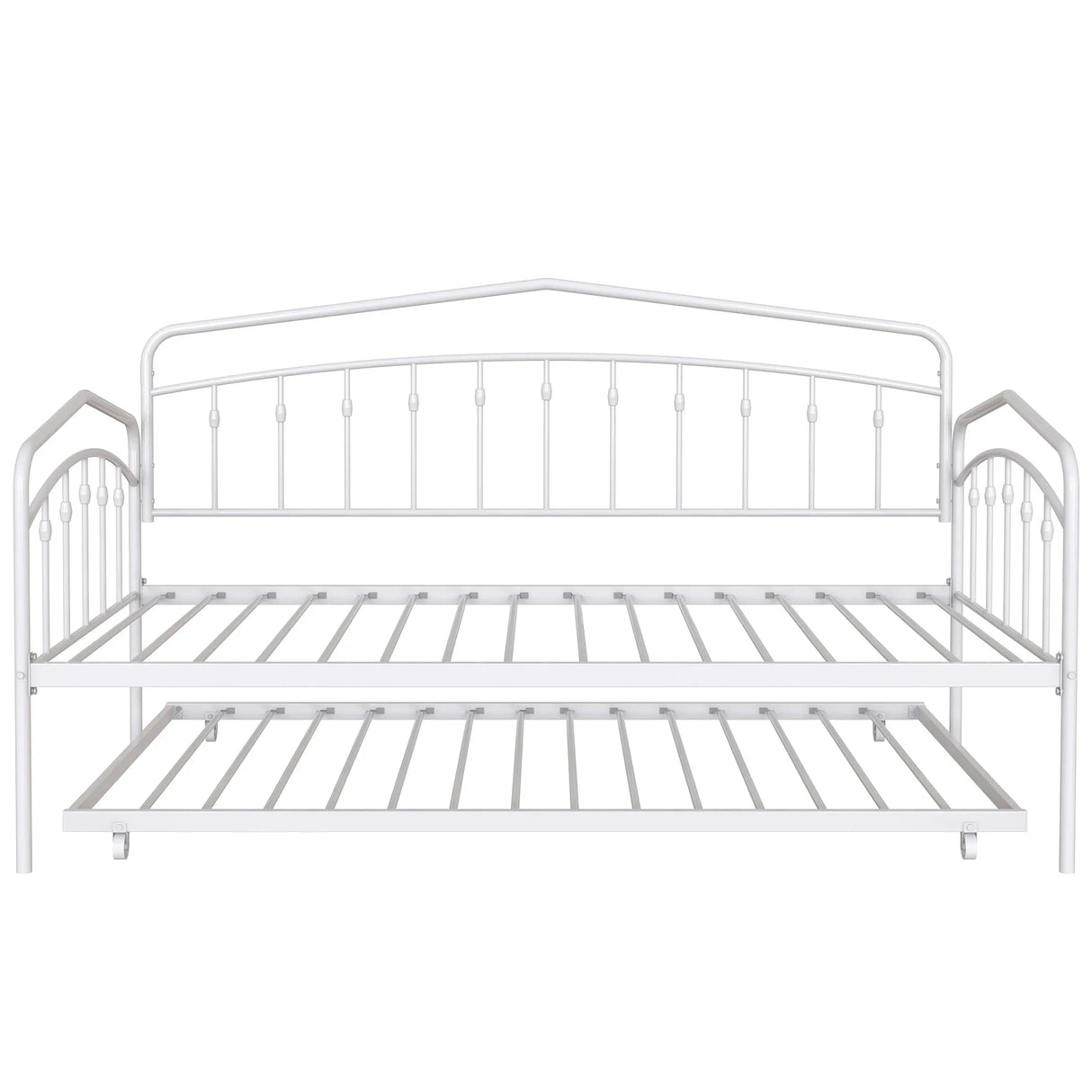 Twin Metal Daybed With Trundle White Bedroom Frame - Omega Lifestyles