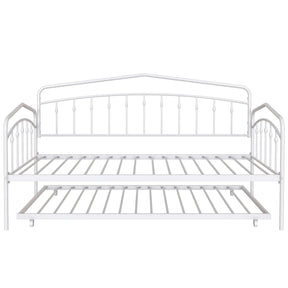 Twin Metal Daybed With Trundle White Bedroom Frame - Omega Lifestyles