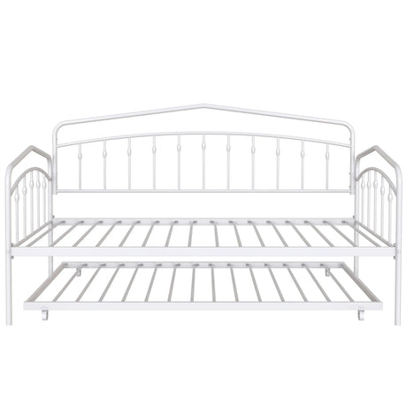 Twin Metal Daybed With Trundle White Bedroom Frame - Omega Lifestyles
