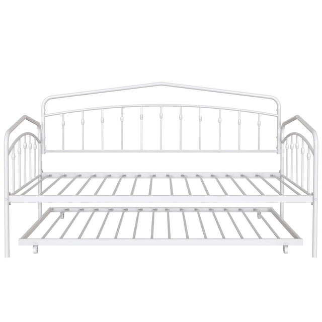 Twin Metal Daybed With Trundle White Bedroom Frame - Omega Lifestyles