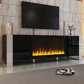 Modern Minimalist TV Stand With Electric Fireplace - Omega Lifestyles
