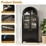Modern Fluted Tall Arched Adjustable Shelf Pantry Cabinet - Omega Lifestyles