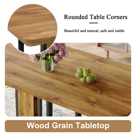 Wood-Textured MDF Dining Table Set With 4 Fabric Chairs - Omega Lifestyles