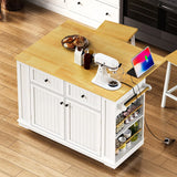 48-Inch Classic Kitchen Island With 2 Bar Stools and Power Outlet - Omega Lifestyles