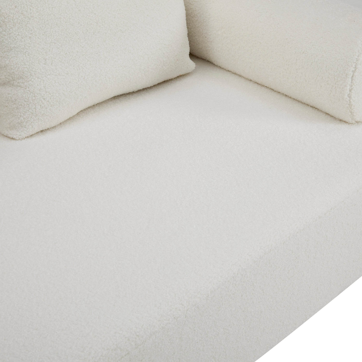 Modern 3-Seater Beige Boucle Upholstered Sofa With Pillows - Omega Lifestyles