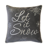 Let It Snow Embroidered 20x20-Inch Cotton Throw Pillow