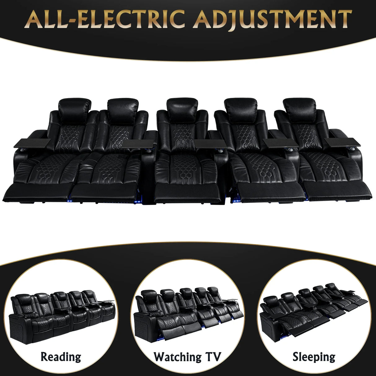 Top-Grain Nappa Genuine Leather Power Recliner With LED Lighting - Omega Lifestyles