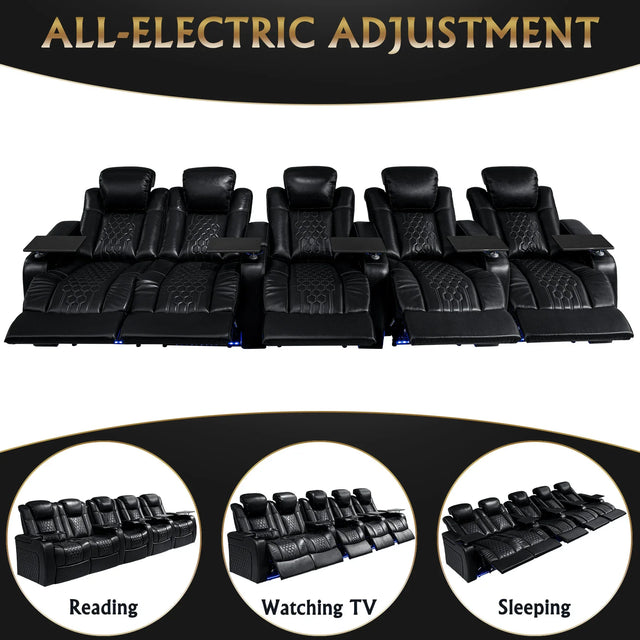 Top-Grain Nappa Genuine Leather Power Recliner With LED Lighting - Omega Lifestyles