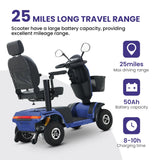 Heavy Duty Blue Metal Mobility Scooter With Suspension - Omega Lifestyles