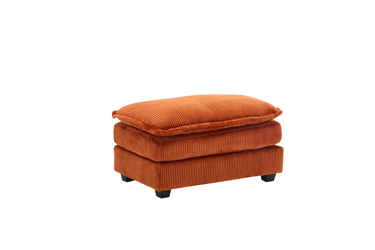 Corduroy 2-Seat Sofa With Pillows And Ottomans - Omega Lifestyles