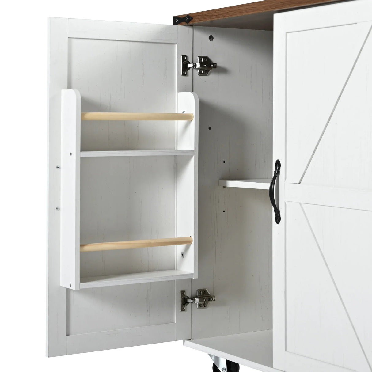 Farmhouse Kitchen Island Cart With Power Outlet - Omega Lifestyles