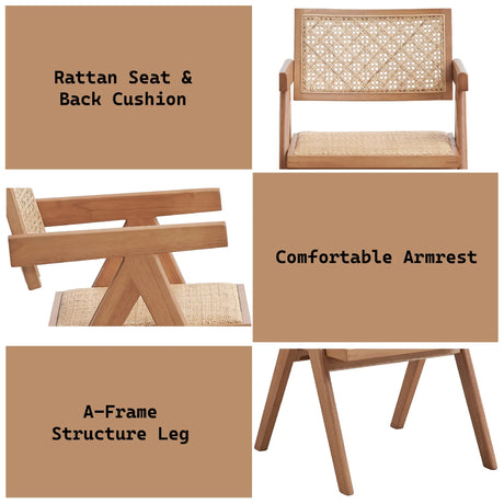 6-Piece Natural Finish Rattan Patio Dining Furniture Set - Omega Lifestyles