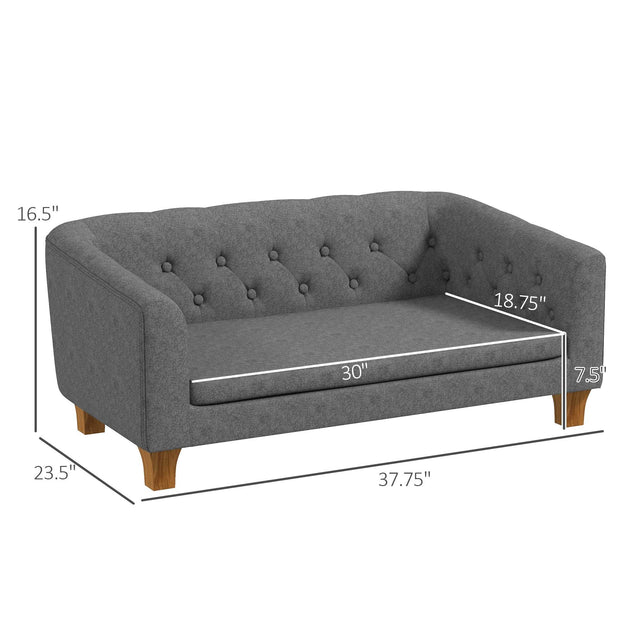 Elevated Gray Pine Wood Pet Sofa Bed - Omega Lifestyles