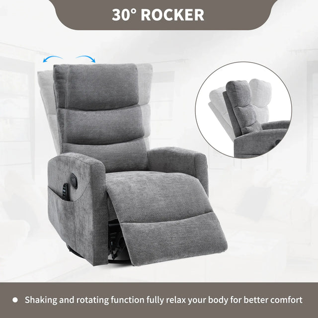 Heat Massage Recliner Chair With Swivel Rocker and Heat - Omega Lifestyles