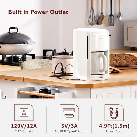 Rustic White Rubber Wood Rolling Kitchen Island Cart - Omega Lifestyles