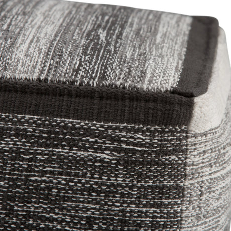 Woven Grey Mélange Fabric Cube Pouf Stool - Omega Lifestyles