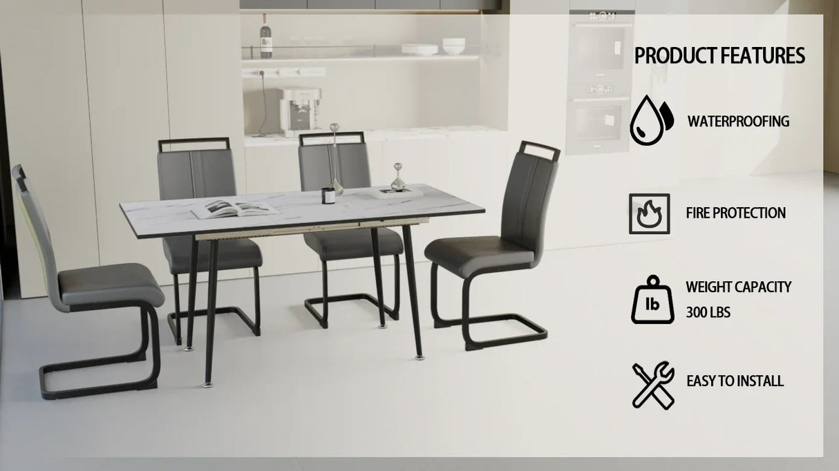 Expandable MDF Dining Table Set With Cushioned Armless Chairs - Omega Lifestyles