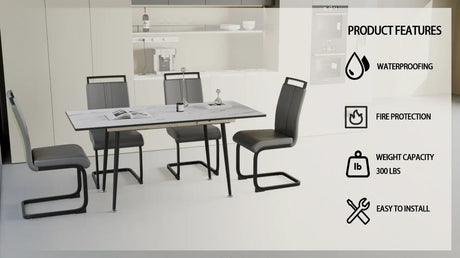 Expandable MDF Dining Table Set With Cushioned Armless Chairs - Omega Lifestyles