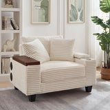 Corduroy Storage Sofa With Ottoman Bluetooth Speaker - Omega Lifestyles