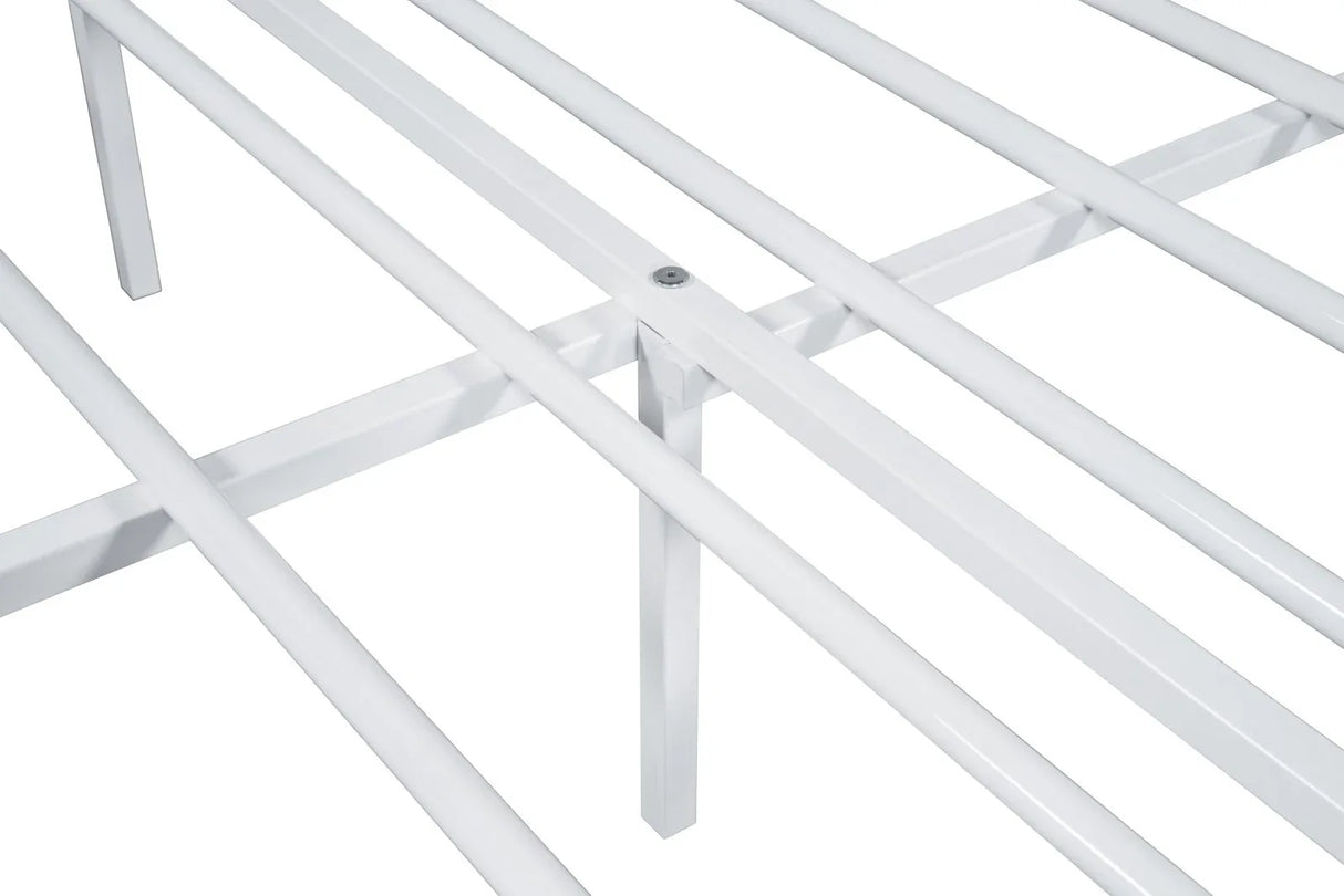 Full Size Contemporary White Metal Bed Frame Mattress Ready - Omega Lifestyles