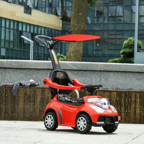 3-in-1 Toddler Push Car With Canopy Music Horn - Omega Lifestyles