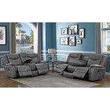 Grey Upholstered 2-Piece Manual Reclining Living Room Set - Omega Lifestyles