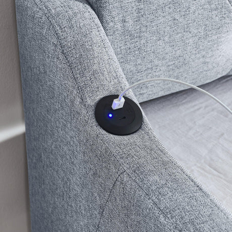 Twin Linen Upholstery Daybed With Erectable Trundle USB Charging - Omega Lifestyles