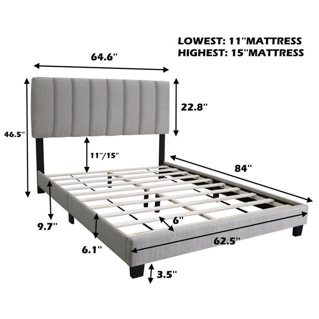 Adjustable Queen Upholstered Bed Frame With Linen Upholstery - Omega Lifestyles