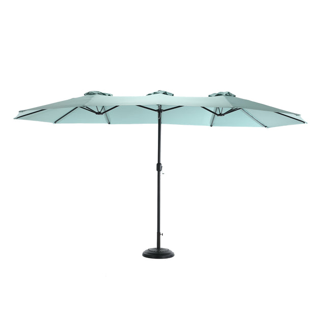 Large 14.8 Ft Rectangular Double-Sided Outdoor Umbrella With Crank