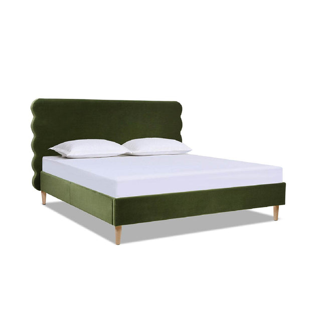 Modern Wavy Velvet Upholstered King Bed Frame - Omega Lifestyles