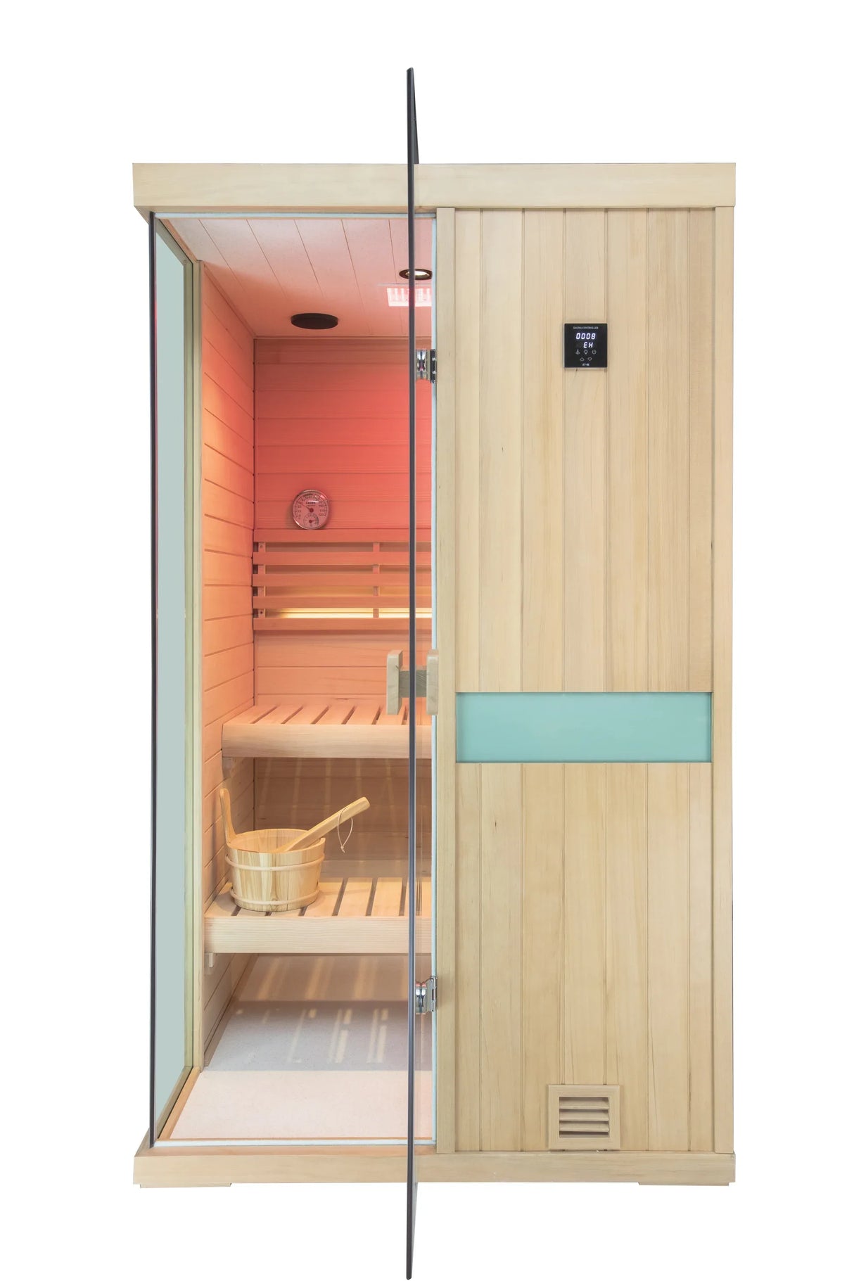 Two-Person Canadian Hemlock Wooden Indoor Steam Sauna Room - Omega Lifestyles