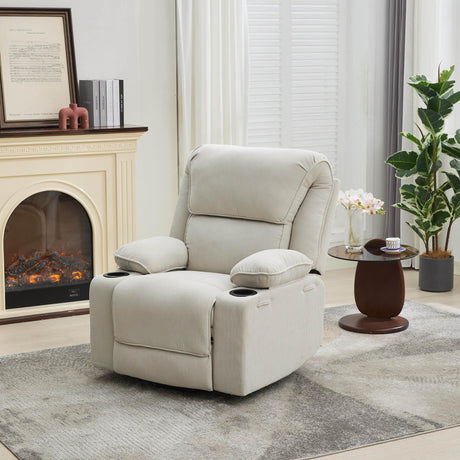 Ivory Remote-Controlled Heated Massage Assistive Recliner - Omega Lifestyles