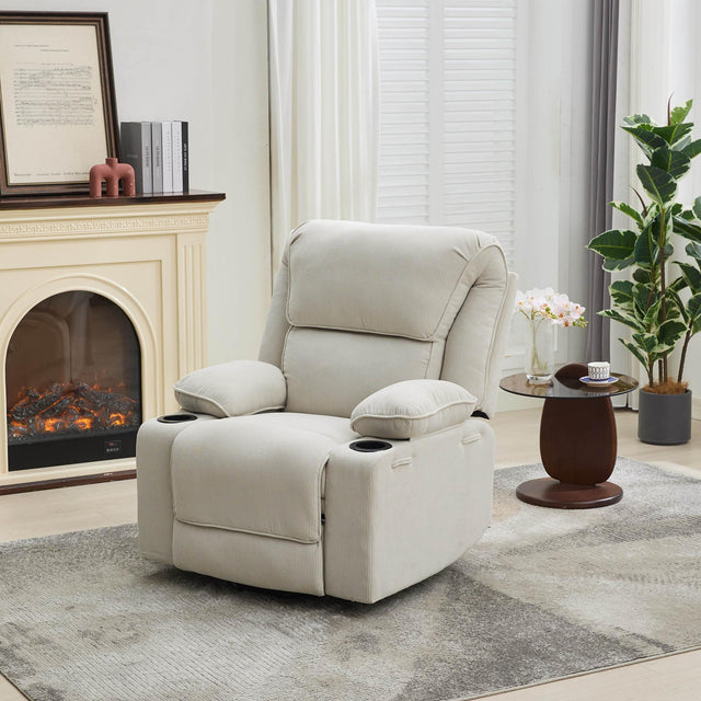 Ivory Remote-Controlled Heated Massage Assistive Recliner - Omega Lifestyles