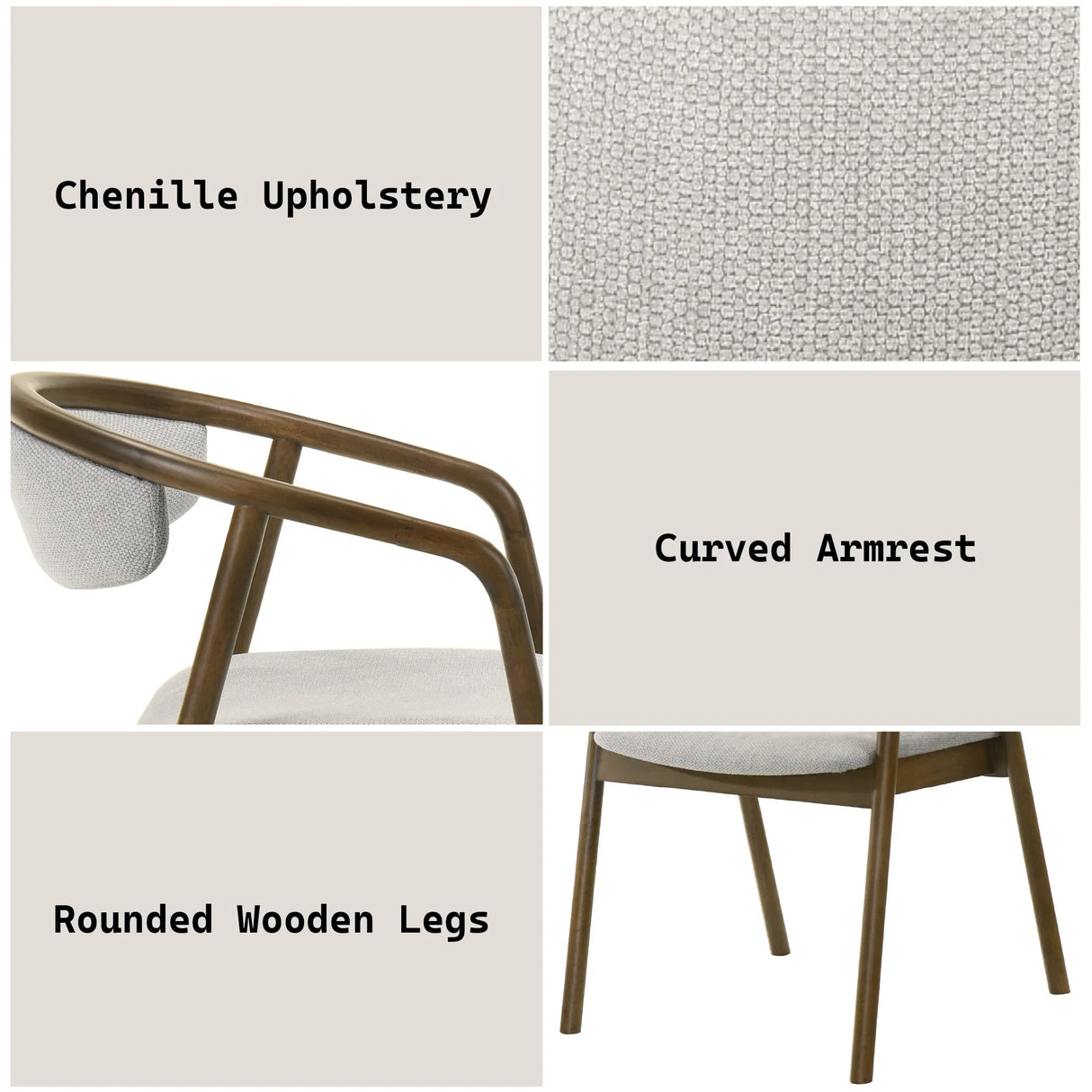 Gray Chenille Walnut Padded Side Chair - Omega Lifestyles