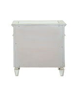 Mirrored Silver Nightstand With Geometric Raised Trim - Omega Lifestyles
