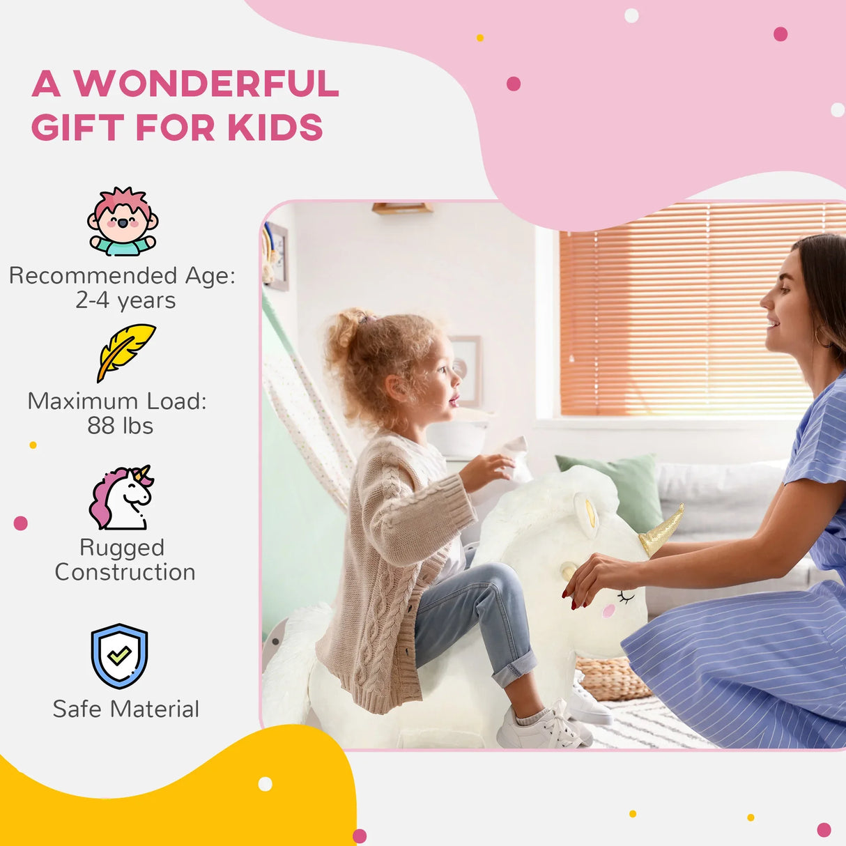 Plush Unicorn Toddler Rocking Horse With Sound - Omega Lifestyles