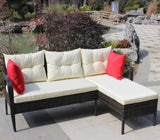 2-Piece Brown Rattan Outdoor Patio Sectional Sofa Set