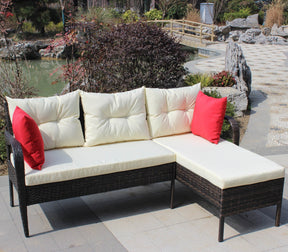 2-Piece Brown Rattan Outdoor Patio Sectional Sofa Set - Omega Lifestyles