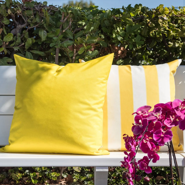 Yellow Weather-Resistant Outdoor Polyester Square Pillow 20x20 - Omega Lifestyles