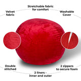 Minky Velvet Red Plush Memory Foam Bean Bag Chair - Omega Lifestyles