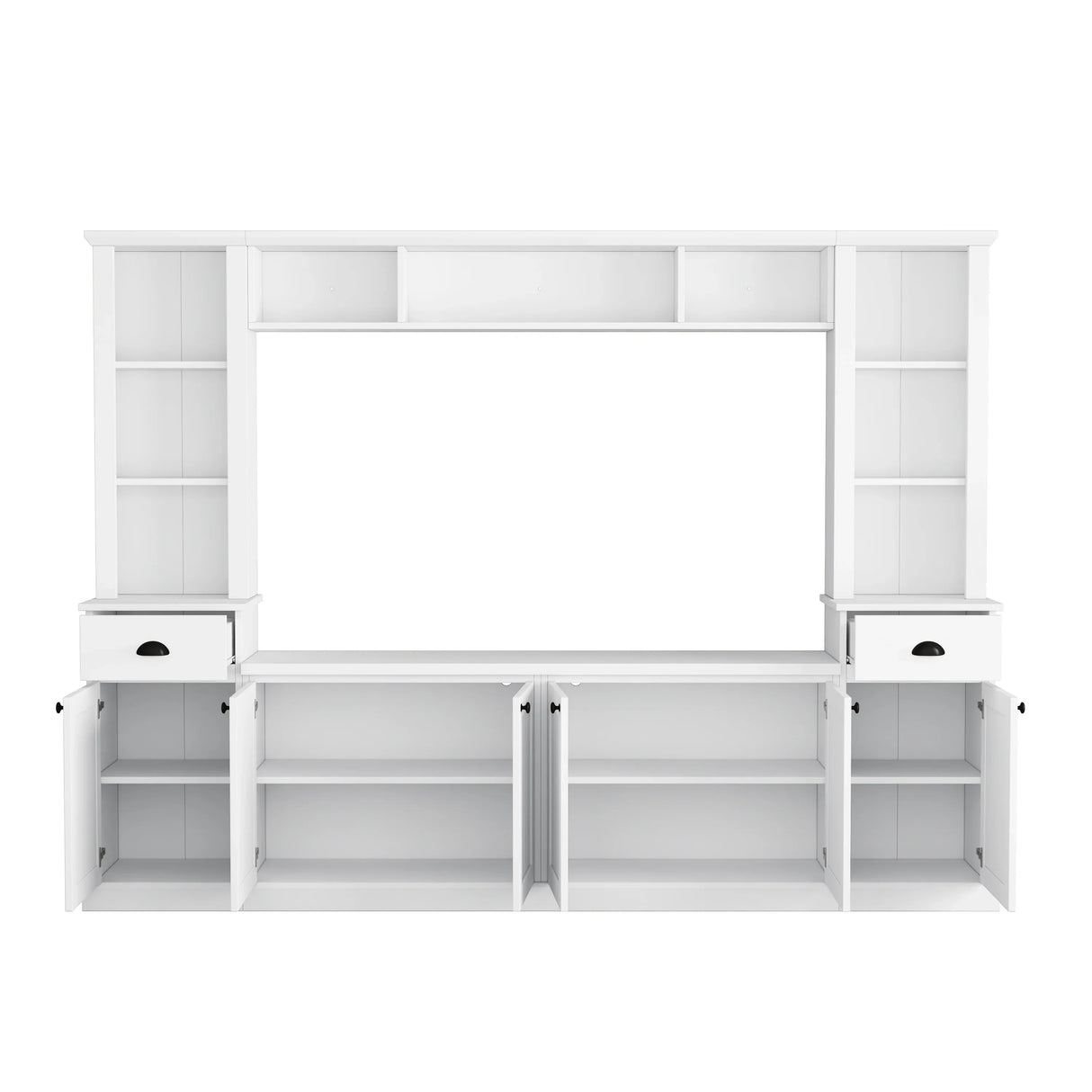 Minimalist White Particle Board Adjustable Height TV Stand - Omega Lifestyles